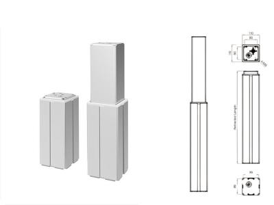 China Actuadores de pilares telescópicos de dos etapas de carrera del motor de corriente continua 100 ~ 600 mm Columnas de aluminio en venta