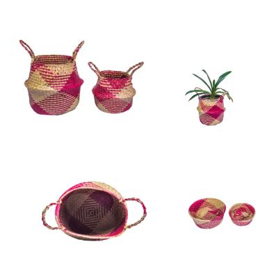 China Traditional Basket Mixed Colors Large Size Large Size Multiple Colors Large Size Large Size Rattan Storage Wicker Seagrass Woven Belly Woven Basket Plant Pot for sale