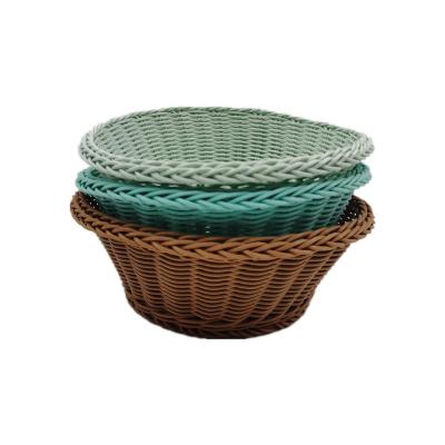 China Multifunctional food grade sustainable plastic rattan basket plastic table fruit basket for sale