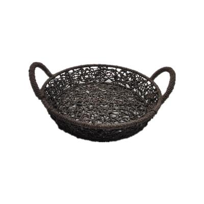 China Minimalist Perforated Waterweed Tray Vegetable Plankton Natural Woven Basket For Home Table Fruit Bread Napkins for sale