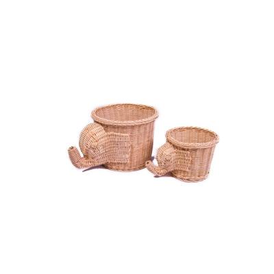 China Hot Sale Rattan Food Grade Materials Baskets Traditional Handmade Decorative Home Table Woven Elephant Shaped Storage Basket Hotel Decor for sale