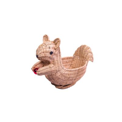 China Multi-use Traditional Small Size Rattan Jute Home Gift Basket Supplies Cute Squirrel Animal Shapes Woven Storage Basket Cartoon Holder for sale