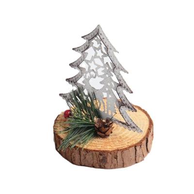 China Europe Customized Iron 2021 Merry Christmas Wooden Decor Small Mini Christmas Tree Desktop Decor for sale