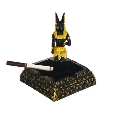 China Resin Egyptian Ashtray Home Decor Ancient Egyptian Anubis Statue for sale