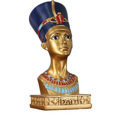 China Europe Retro Vintage Resin Figurine Sculpture Nefertiti Egyptian Queen Head Antique Statue for Home Decor for sale