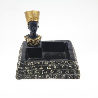 China Wholesale Vintage Resin Egyptian Pharaoh Ashtray For Home Decor for sale