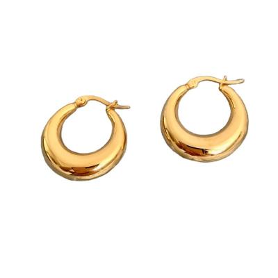 China Durable Teardrop Circle Earrings For Women Shape Chunky Huggie Round Circle Hoops Thick Tasty Stainless Steel Earrings for sale