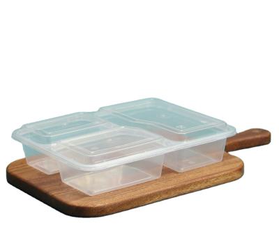 China Reusable 3 Compartment Microwave Meal Lunch Prep 3 Compartment Plastic Divided Containers Bento Lunch Box With Lids for sale