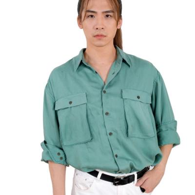 China 100% Garment Dyed Cotton Factory Direct Pocket Orange Plus Size Shirt Patch Shirt for sale