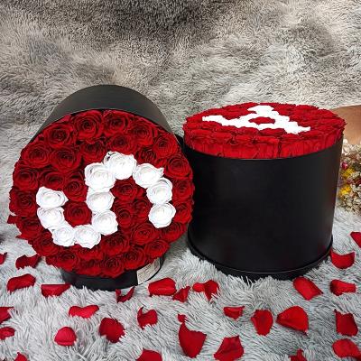 China Wholesale Custom Eternal Fresh Flowers New Design RuiKaLi Gifts Eternal Lasting Preserved Rose In Round Gifts Box For 2022 Valentines Day for sale