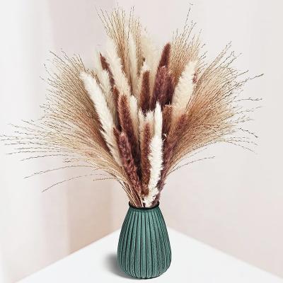 China Amazon 17 Inch Popular Decorative Flower Natural Fresh Flower Bouquet Dried Pampas Grass For Home Decoration for sale