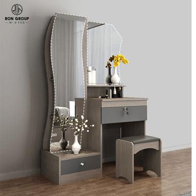 China Open Shelf Storage Makeup Vanity Table Convertible Glass Hidden Dresser Dresser Dresser With Integral Mirror for sale