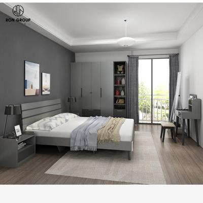 China Storage Customized Hotel Furniture Design High Quality Modern Wooden Bedroom Sets With Wardrobe Makeup Table for sale