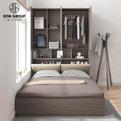 China 1.2m 1.5m High Single Bed Tatami Futon Platform Bed Contemporary Boxed Storage Tatami Bed With Bookcase Cabinet for sale