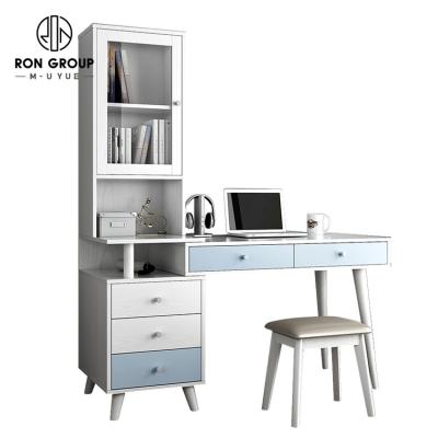 China With Monitor Storage Door Cabinet Workstation Ergonomic Adjustable Glass Computer Desk With Bookcase For Home Study Office Laptop for sale