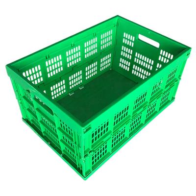 China 600-360 Solid Large Box Blue Plastic Folding Basket, Fruit And Vegetable Turnover Basket, Logistics Storage Folded Crate for sale