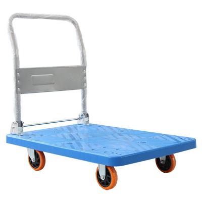 China Easy Foldable Plastic Flat Cart Hotel Medical Cleaning And Handling Express Lightweight Flat Cart for sale