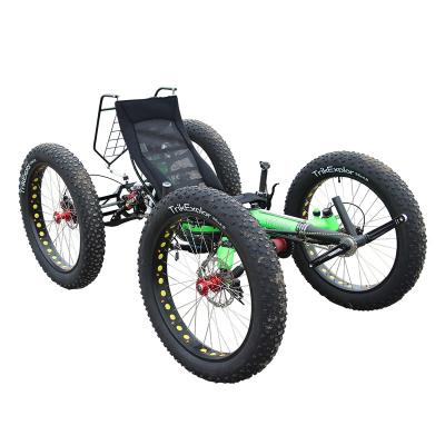 China Outdoor Aluminum Alloy Explore Recumbent Fat Tire 4WD Quadruple Pedal Universal Recumbent 4 Wheel Aid 4 Wheel for sale