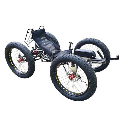 China Electric Alloy 4x4 Mid Drive Motor 500watt Aluminum Tire Offroad Fat Recumbent Quadricycle For Sale for sale