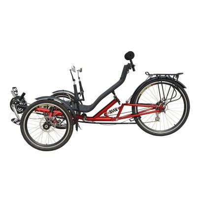 China New Hot Sale 24 Speed ​​Adults Pedal 3 Wheel Steel Cheap Suspension Recumbent Tricycle For Sale for sale