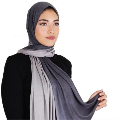 China New Fashion Women's Hand Dye Two Color Gradient Cotton Elastic Mercerized Modal Scarves for sale