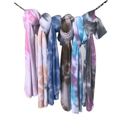 China 2021 New Arrival Breathable Custom Design Soft Muslim Women Mercerized Cotton Tank Top Tie Dye Print Hijab Scarf for sale