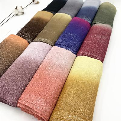 China Shiny Women Ombre Hijab Muslim Hijab 2021 Shimmer Gold Shawl Scarf Powder Elegant Gold Foulard Scarves for sale