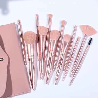 China Angular Blush 12pcs Private Label New Arrival Makeup Brush Set High Quality Brush Set For Makeup With PU Bag for sale