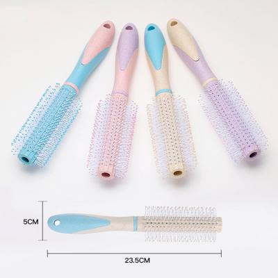 China Sale Girls Straw Handle Massage Candy Color Wheat Brush Waterproof Superior Anti-static Nylon Plastic Duct Hair Brush for sale