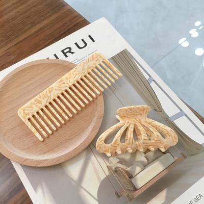 China BEAU FLY Style French Detangle Acetic Acid Hair Comb Cellulose Cushion Comb and Hair Claw Clip Set for sale