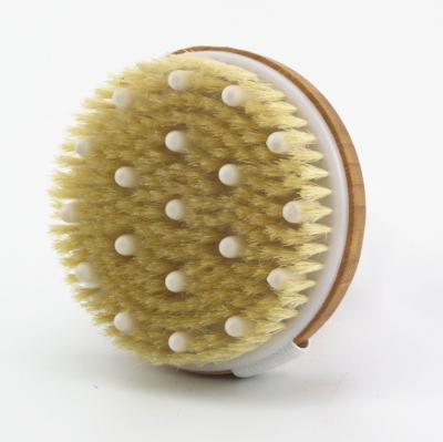 China EXFOLIATE PPR Round Handheld Wooden Body Cleansing Brush Bristle Bath Brush And PPR Beads for sale