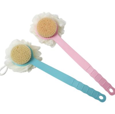 China EXFOLIATING double dry brush body scrub shower exfoliating head scrub stick brushes 2 in 1 bath brushes sponges for sale