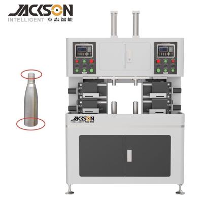 China JS CNC Efficient Automatic Stainless Steel Bottle Double Station Mouth And Trimming Trimming Machine Lower Edge Trimming Making Machine for sale