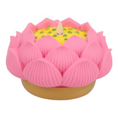 China Garden Wedding Anniversary High Quality Flameless Candle Light Led Moving Wick Lotus Flower Candle For Home Decor for sale