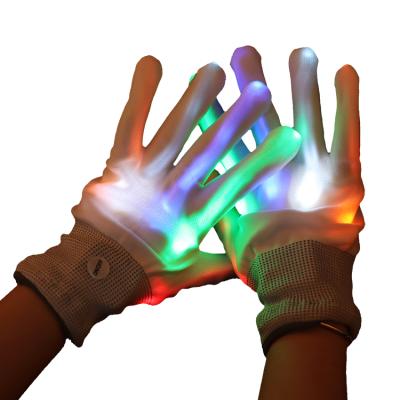 China Party Props Finger Light Up Full Coverage Flashing Novelty Toys Skeleton Hand Colorful Glow Gloves Full Cover Colors Changeable Light Up Shows for sale