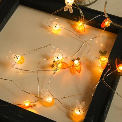 China Rabbit-Shaped Lamp String Copper Wire Easter LED Decorations Carrot Chicken Egg Lamp Holiday Decoration LED Lamp String for sale