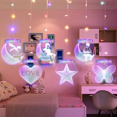 China LED+Acrylic LED Lights Indoor Acrylic Glitter Girl Bedroom Window Decorative Decoration Pendant for sale