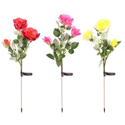 China Eco-friendly 3 LED Rose Flower Solar Light Garden Yard Lawn Night Lamp Outdoor Landscape Lights Outdoor Garden Decor for Yard Patio Backyard for sale