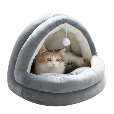 China Viable Soothing Washable Luxury Dog Puppy Cave Beds Cat Cave Bed Memory Foam Hooded Terrier Pet Dog Puppy Cave Beds for sale