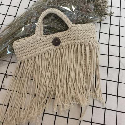 China Fashion Wholesale Women's Knitted Crochet Tassel Handbag for sale