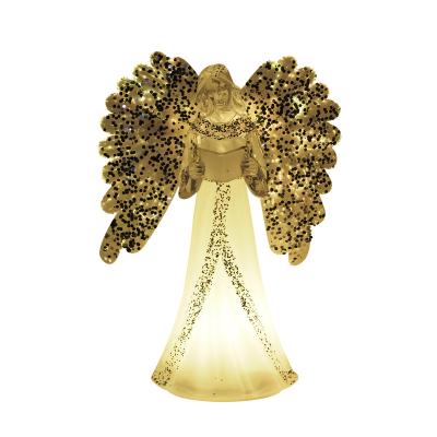 China Hot Sale 2021 LED Christmas Decoration Night Light 2021 Christmas Holiday Decoration Battery Supply LED Acrylic Glitter aa RGB Angel Night Light Fiber Wings for sale