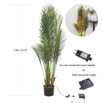 China Holiday decoration hot quality 1.3m garden decoration simulation outdoor 4.3ft plant with led decorative light string fern artificial tree HL08 for sale