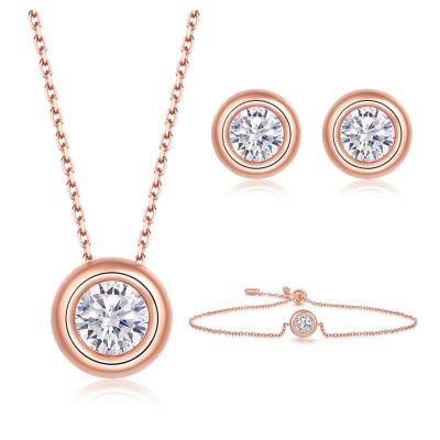 China T40B/T40A 1ct 6.5mm Moissanite Necklace and Earrings and Bracelet CLASSIC Moissanite Jewelry Set for sale