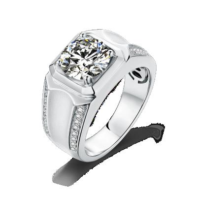 China CLASSIC Jewelry 1ct 6.5mm Moissanite Key Stone Moissanite Silver Mens Rings for sale