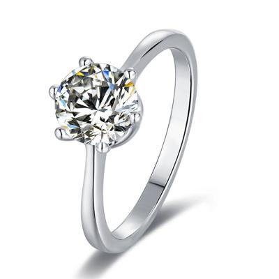 China CLASSIC 925 Sterling Silver Ring 1ct 6.5mm Moissanite Key Stone Jewelry Ring for sale