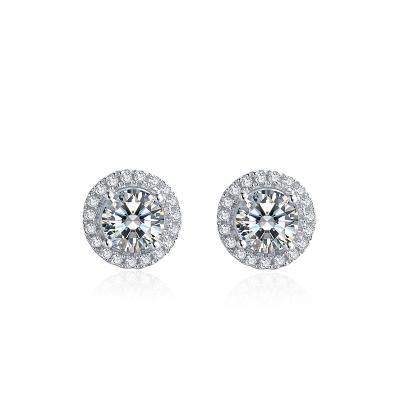 China CLASSIC Main Stone Jewelry of S16A 925 Sterling Silver Earrings 0.5ct 5.0mm Moissanite for sale