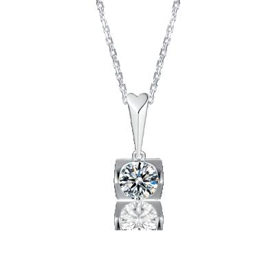 China CLASSIC O05A White Gold Plated 925 Sterling Silver 1ct 6.5mm Moissanite Necklace Jewelry for sale