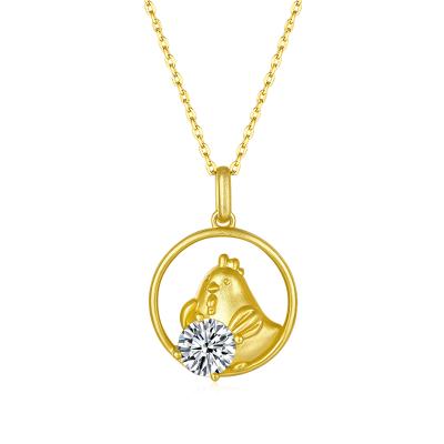 China FASHIONABLE OXSJ Zodiac Series Gold Plated Chicken 925 Silver Moissanite Necklace for sale