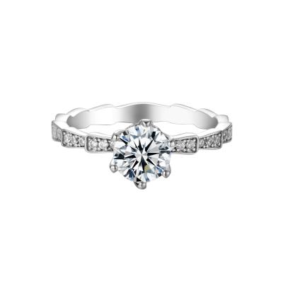 China CLASSIC 750 Moissanite 18K Gold 6.5mm Moissanite Gemstone 18K White Gold Ring for sale