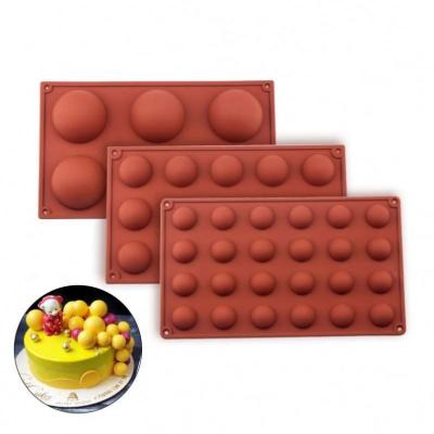 China Fondant Stocked 585 Cake Baking Chocolate Candy Bakeware Round Shape Dessert DIY Mold Decorating Ball Sphere Silicone Mold for sale